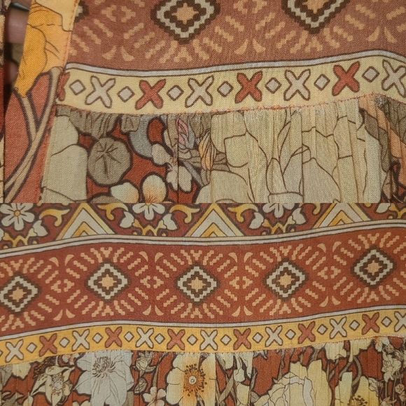 Spell designs Lady Amethyst Amber Boho midi dress gown copper M floral horses - Picture 11 of 16